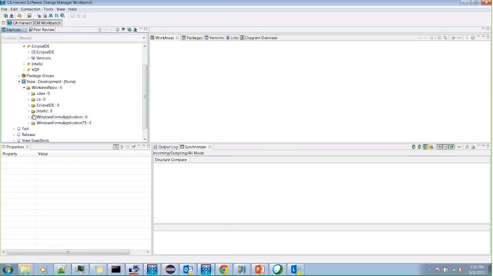 screenshot of CA Harvest Software Change Manager